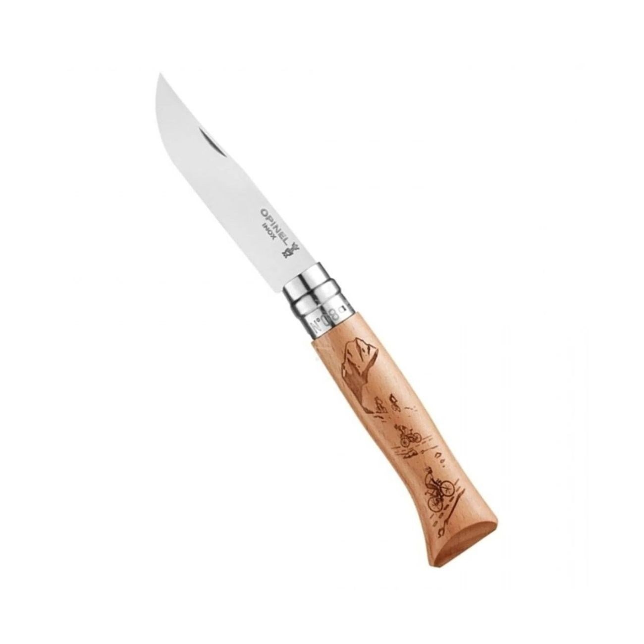Opinel Bisiklet Desenli N°8 Meşe Saplı Inox/Çelik Çakı 