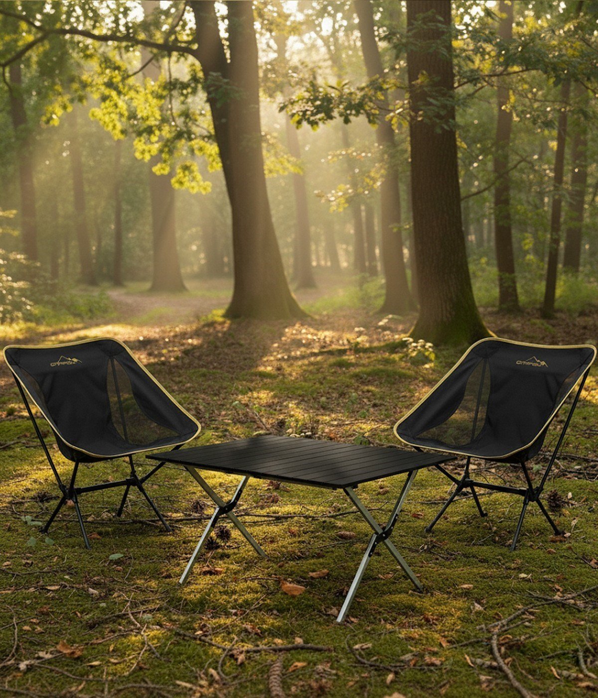 Yek Outdoor 2 Kişilik Alüminyum Kamp Masası ve Sandalye Seti - Siyah
