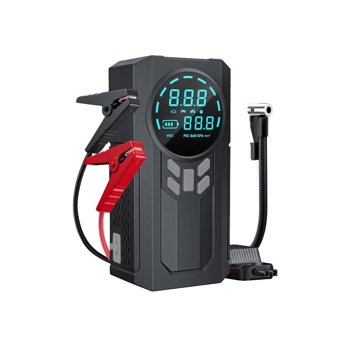 Yek Outdoor Akıllı Dijital Ekranlı Araç Lastik Şişirici ve Akü Takviye Cihazı – 150 PSI | 12.000 mAh