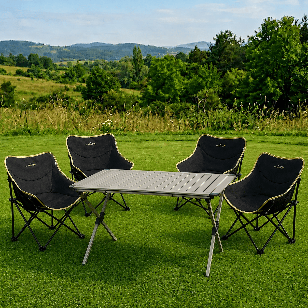 Yek Outdoor Campout Alüminyum XXL Büyük Masa + 4 Campout Fırat Sandalye Set