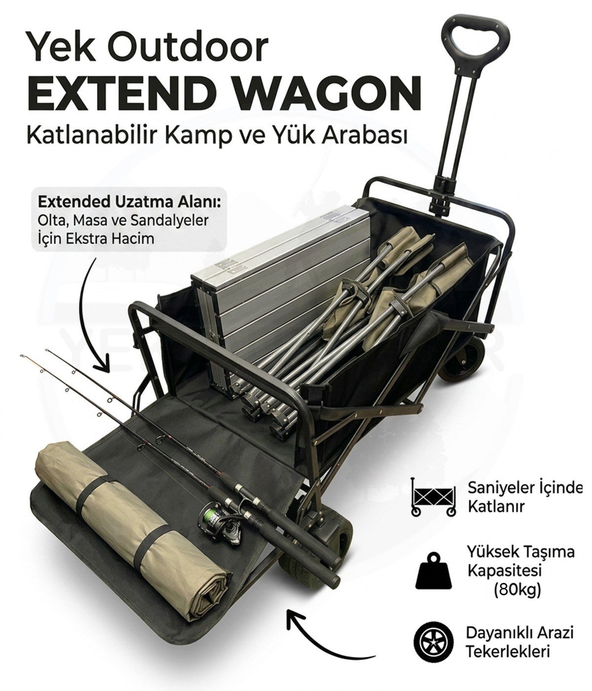 Yek Outdoor Extend Wagon Katlanabilir Kamp ve Yük Arabası