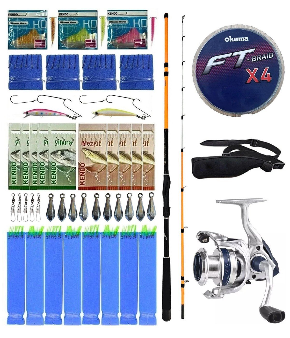Yek Outdoor Hazır Tekne Oltası Seti Okuma Wave Boat 180H 2 Parça Tekne Kamışı&Okuma JAW-55 3+1BB Olta Makinesi