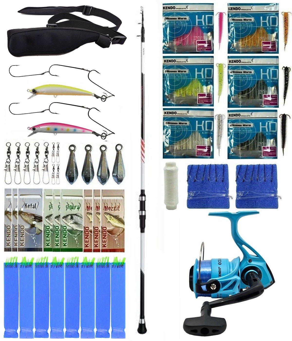 Yek Outdoor Hazır Tekne Oltası Seti Shimano Kamış Vengeance AX Boat Tele 1,80m 150g 3pc&Kendo Ocean Cast 7000 Olta Makinesi