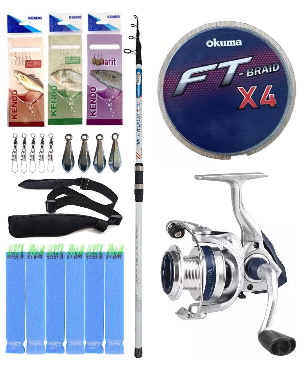 Yek Outdoor Surf Olta Seti Kendo Sea Power Surf 4.20m 100-250gr Olta Kamışı&Okuma ARIA-8000a 1BB Olta Makinesi