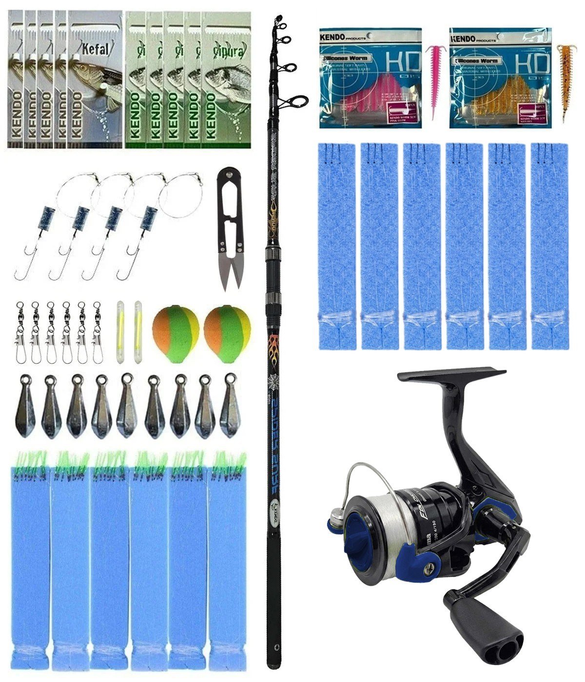 Yek Outdoor Surf Olta Seti Kendo Spider Surf 3.90m 50-150gr Olta Kamışı&Okuma FNX-60BL Olta Makinesi
