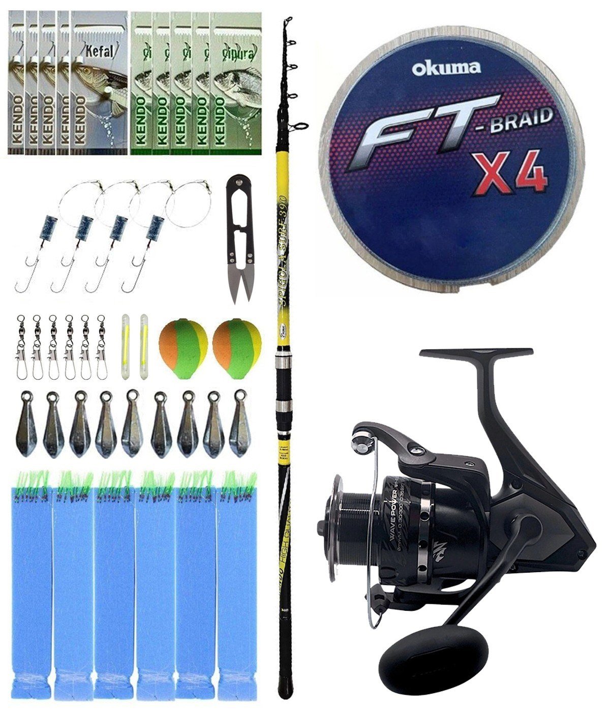 Yek Outdoor Surf Olta Seti Kendo Spigola Surf 420cm 100-200 gr Kamış&Okuma Wave Power WP-8000A1 Olta Makinesi