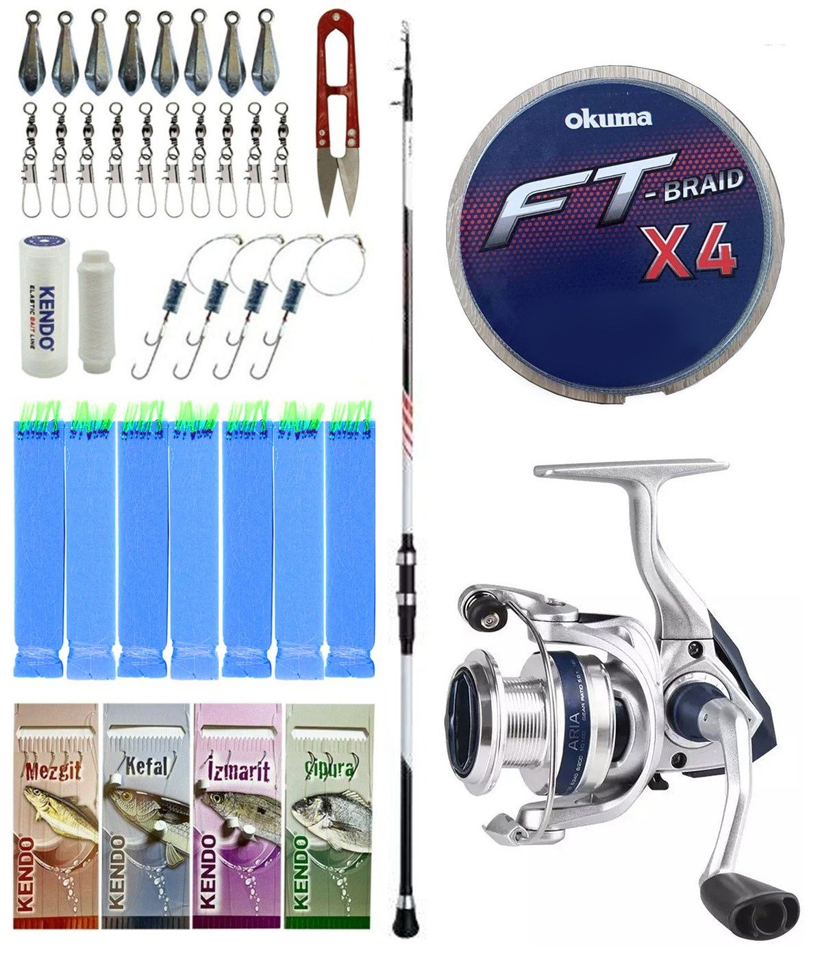 Yek Outdoor Tekne Olta Seti Shimano Kamış Vengeance AX Boat Tele 1,80m 150g 3pc&Okuma ARIA-5000a Olta Makinesi
