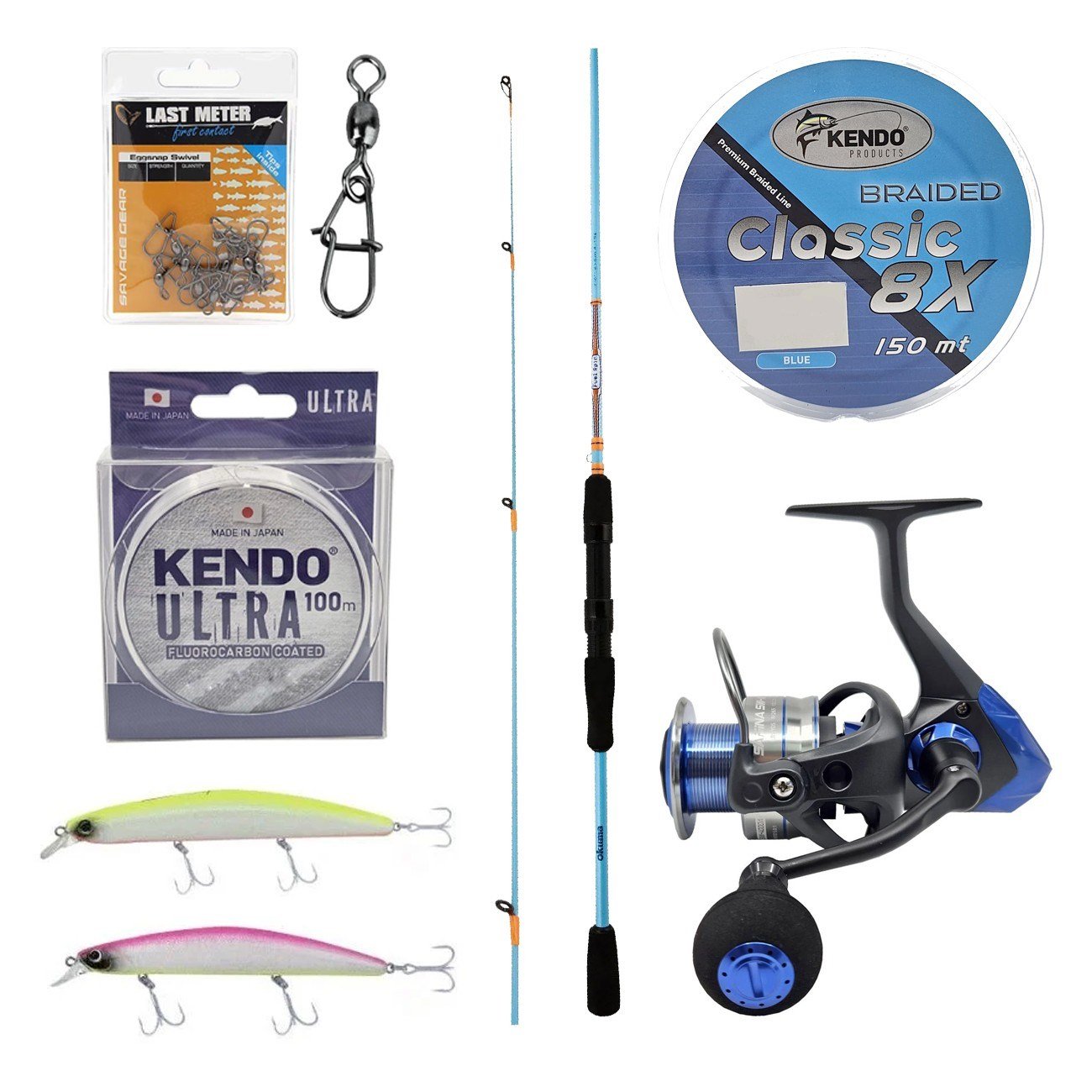 YekOutdoor Okuma Spin Olta Seti Okuma Fuel Spin 2,44 cm 15-40 gr 2 Parça Spin Kamışı&Okuma Safina SW-X SNW-4000A 4+1BB Olta Makinesi