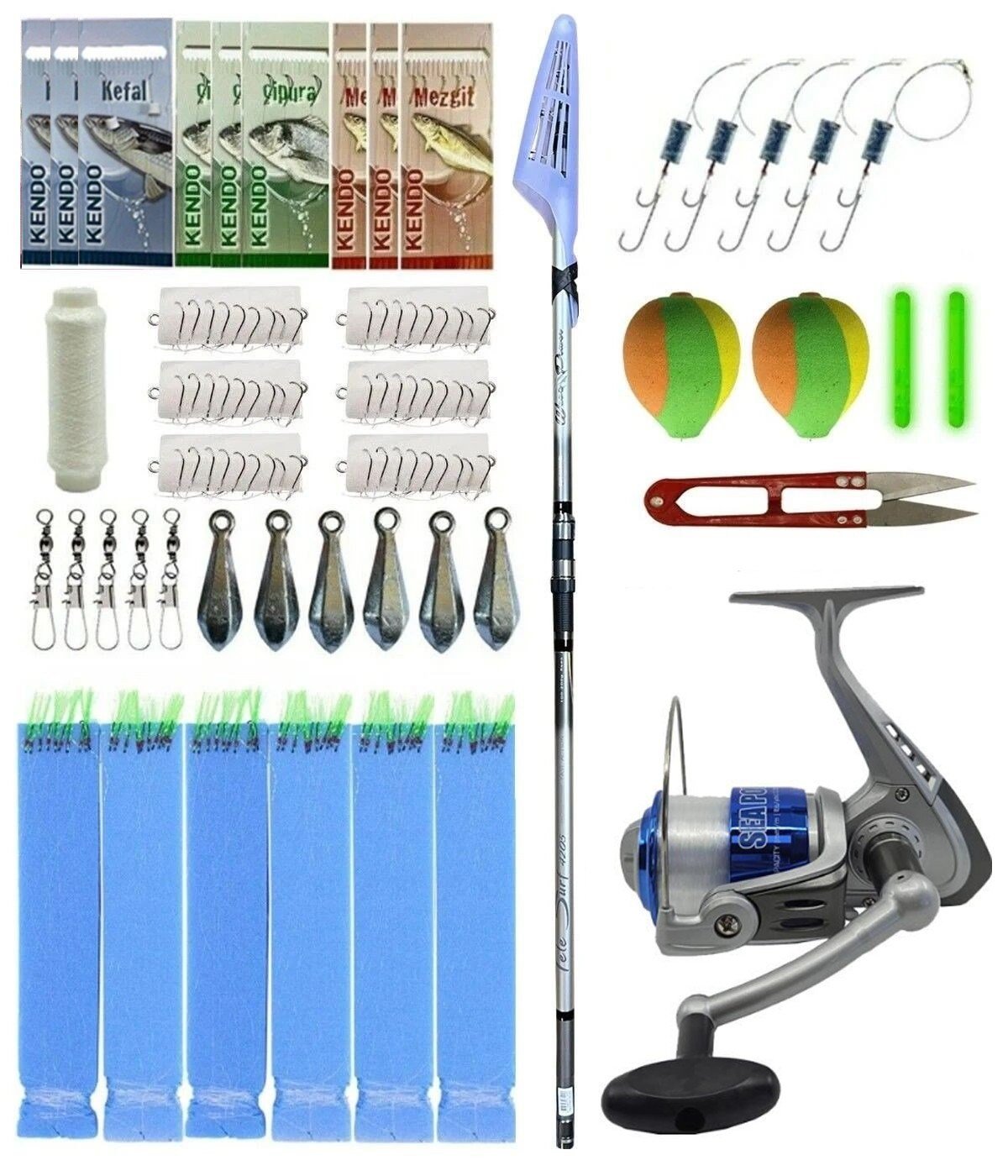 YekOutdoor Okuma Surf Kamışı Olta Seti Okuma Wave Power Tele Surf 4.20 cm 100-200 gr 5 Parça Surf Kamışı&Kendo Sea Power 6000 Olta Makinesi