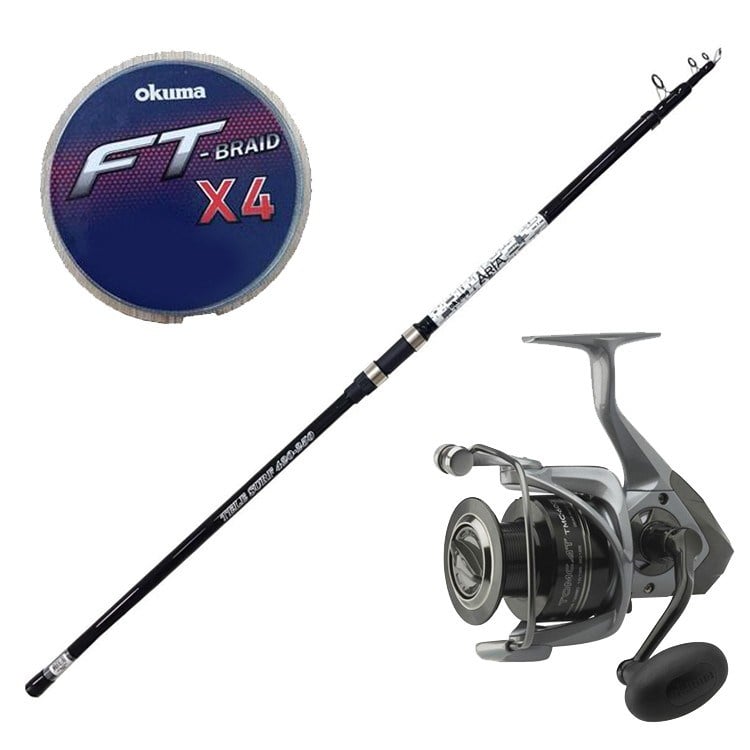 YekOutdoor Olta Seti Okuma Aria Tele Surf 4,20 cm 100-250 gr Surf Kamışı&Okuma Tomcat 6000 Olta Makinesi