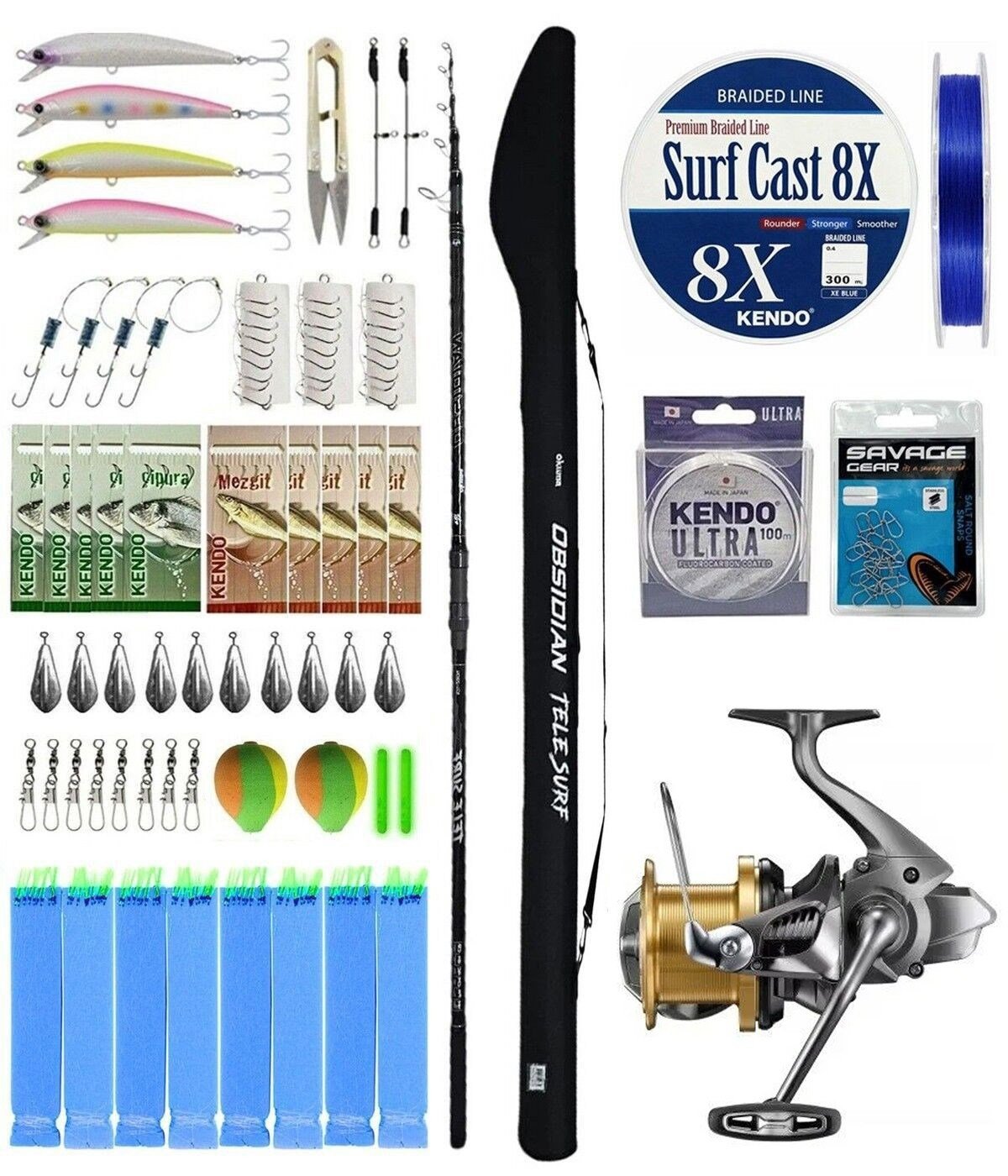 YekOutdoor Pro Olta Seti Okuma Obsidian Super Light Tele Surf 420cm 100-220gr Olta Kamışı&Shimano Makina Aerlex XSC 14000