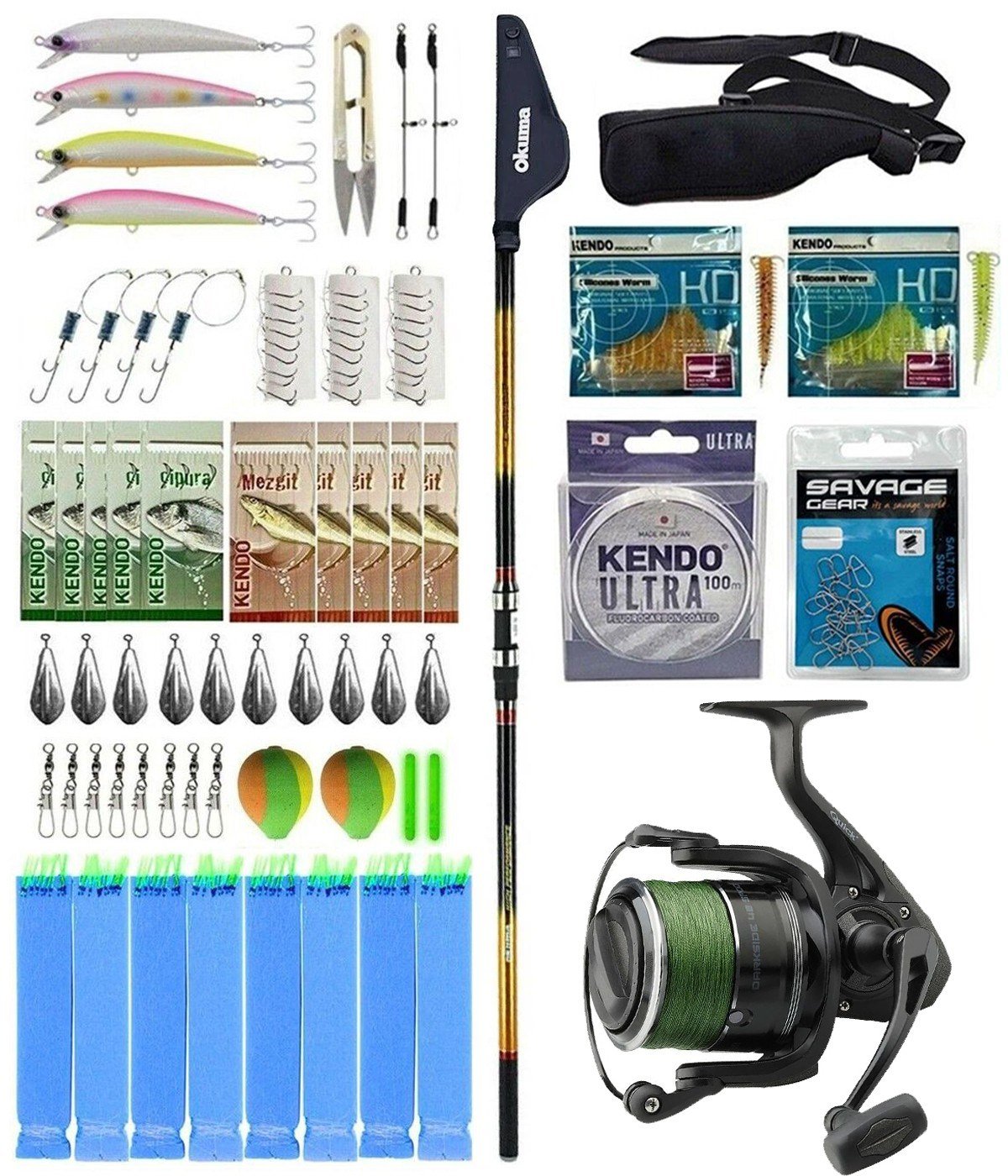 YekOutdoor Pro Olta Seti Okuma Savant Surf 420 cm 5 Parça Surf Kamışı&Dam Quick Darkside 4B Spod 7000S Olta Makinesi