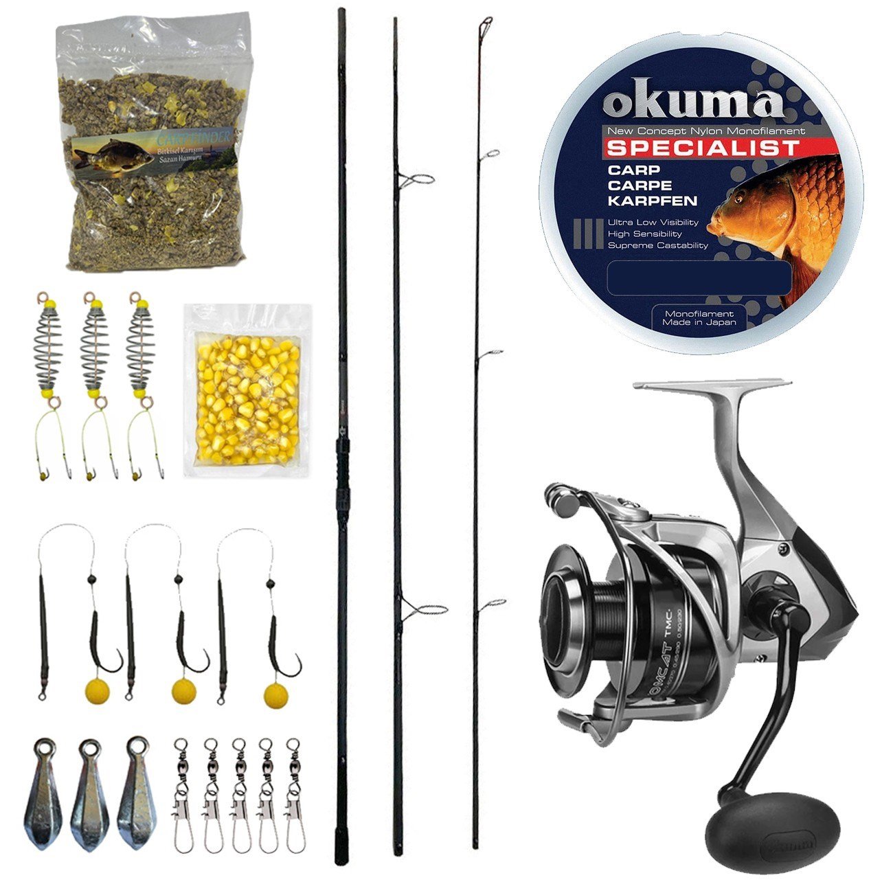 YekOutdoor Profesyonel Göl Oltası Seti Prologic C-Series 13FT 390cm 3 Parça&Okuma Tomcat TMC-8000 6+1bb Olta Makinesi