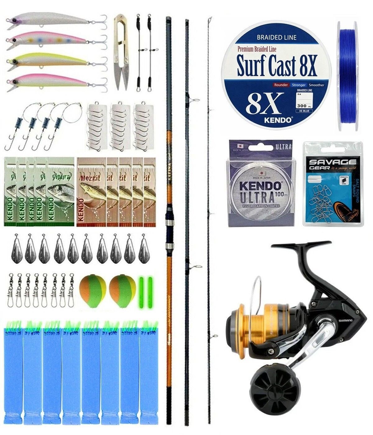 YekOutdoor Profesyonel Olta Seti Okuma Salina Surf 420 cm 3 Parça Surf Kamışı&Shimano Makina Socorro 8000 SW