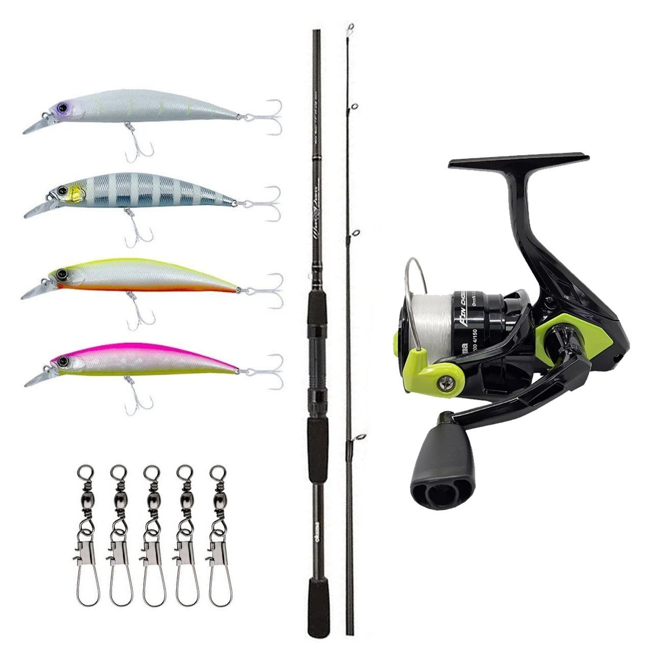 YekOutdoor Spin Olta Seti Okuma Wave Power 8'0 2.44 cm 15-40 gr 2 Parça Spin Kamışı&Okuma Fin Chaser X FNX-40NG Blue 1BB Olta Makinesi