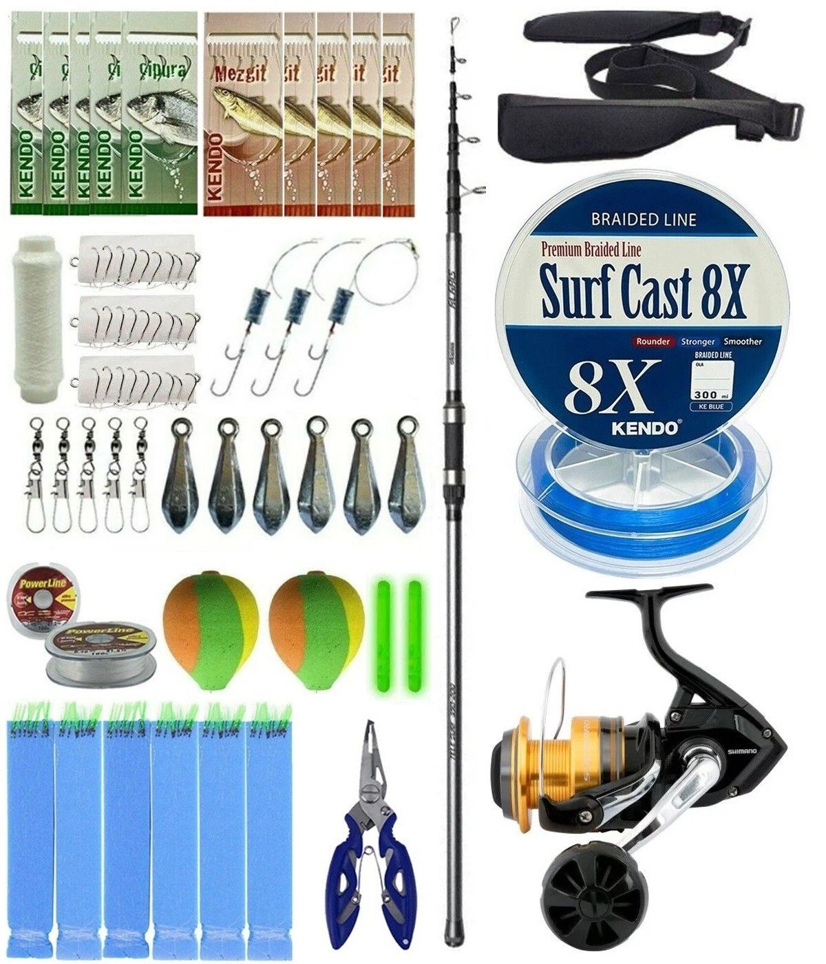YekOutdoor Surf Olta Seti Okuma Alaris Tele Surf 420 cm 100-200 gr Surf Kamışı&Shimano Makina Socorro 6000 SW