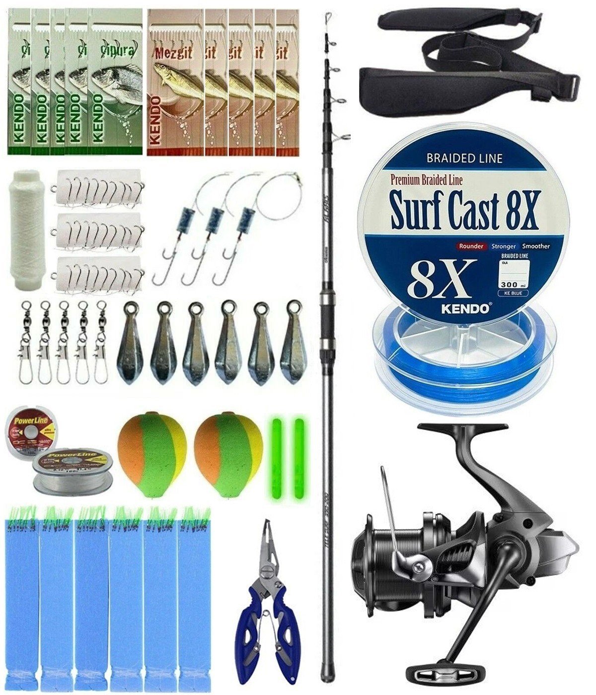 YekOutdoor Surf Olta Seti Okuma Alaris Tele Surf 420 cm 100-200 gr Surf Kamışı&Shimano Makina Aerlex XTC 14000