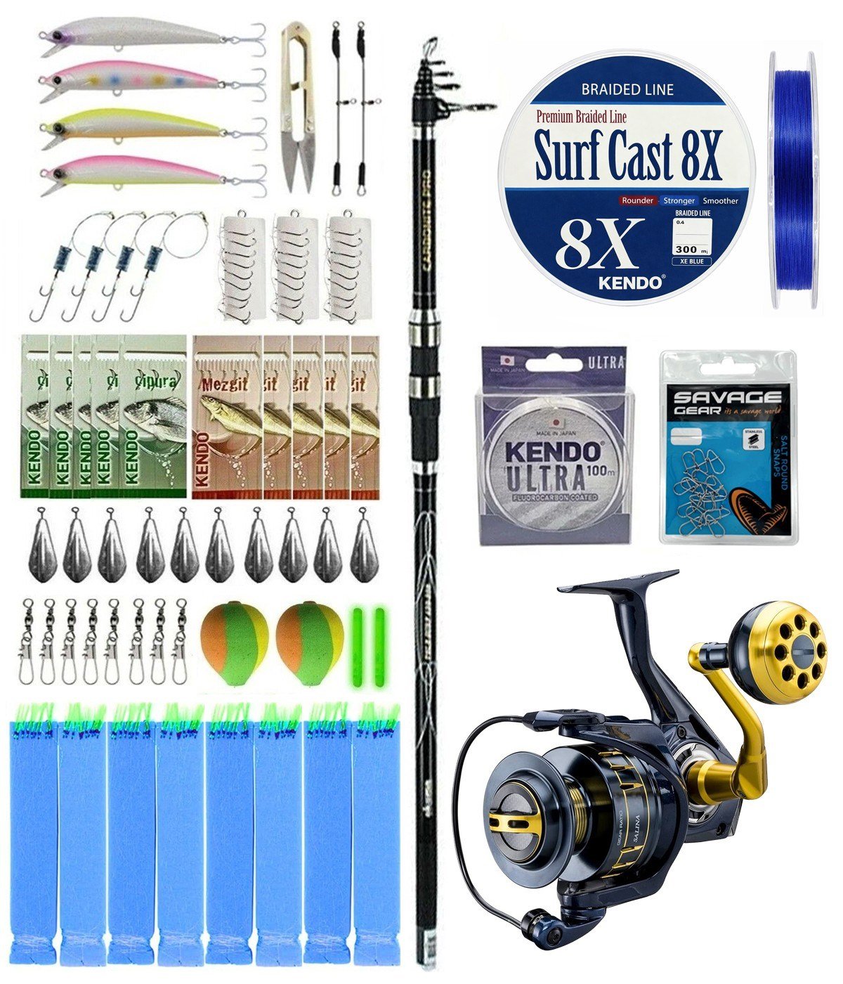 YekOutdoor Surf Olta Seti Okuma Carbonite Pro Tele Surf 420 cm Surf Kamışı&Okuma Salina SA-6000HA Olta Makinesi