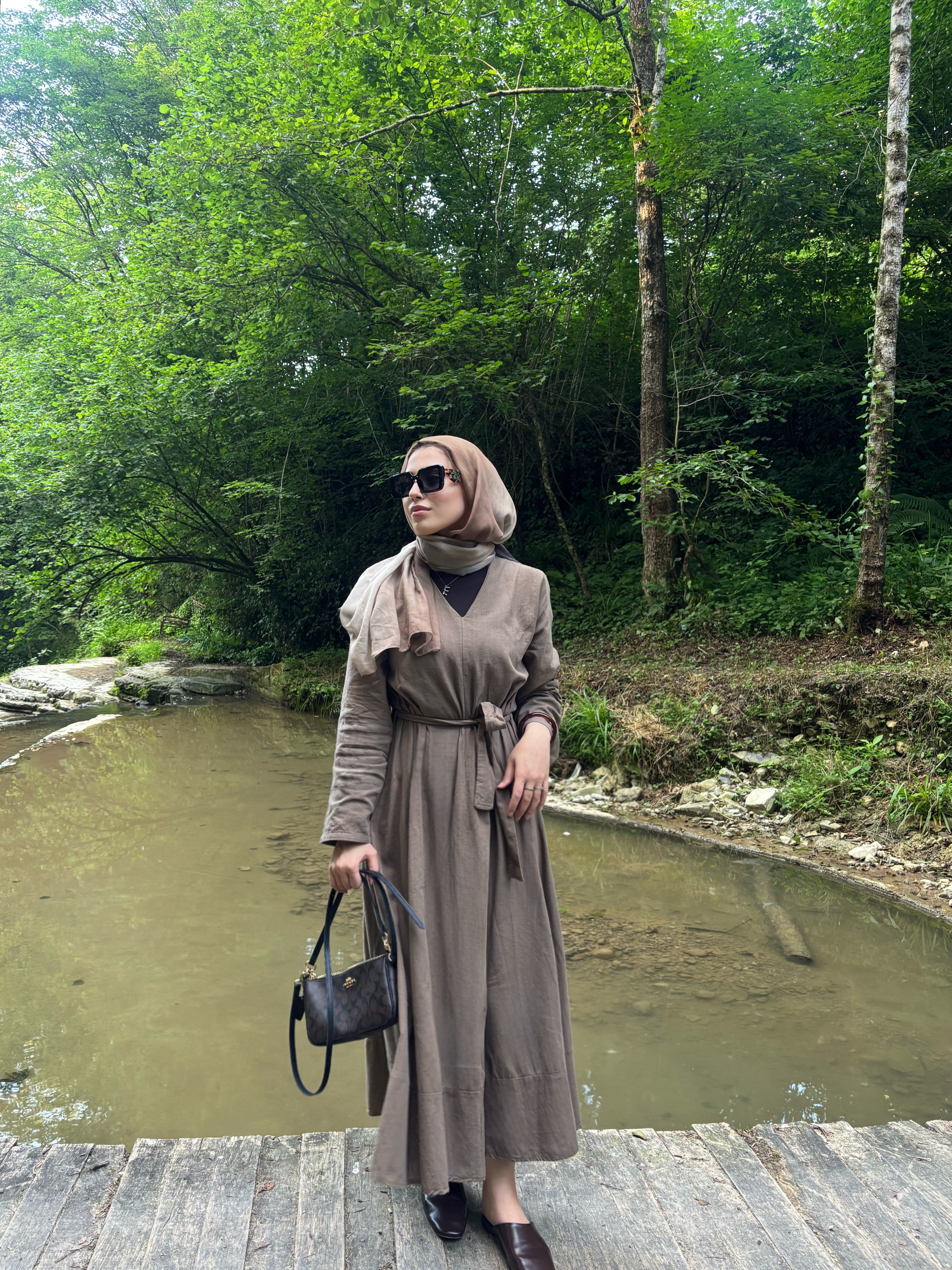 Olive Keten Elbise