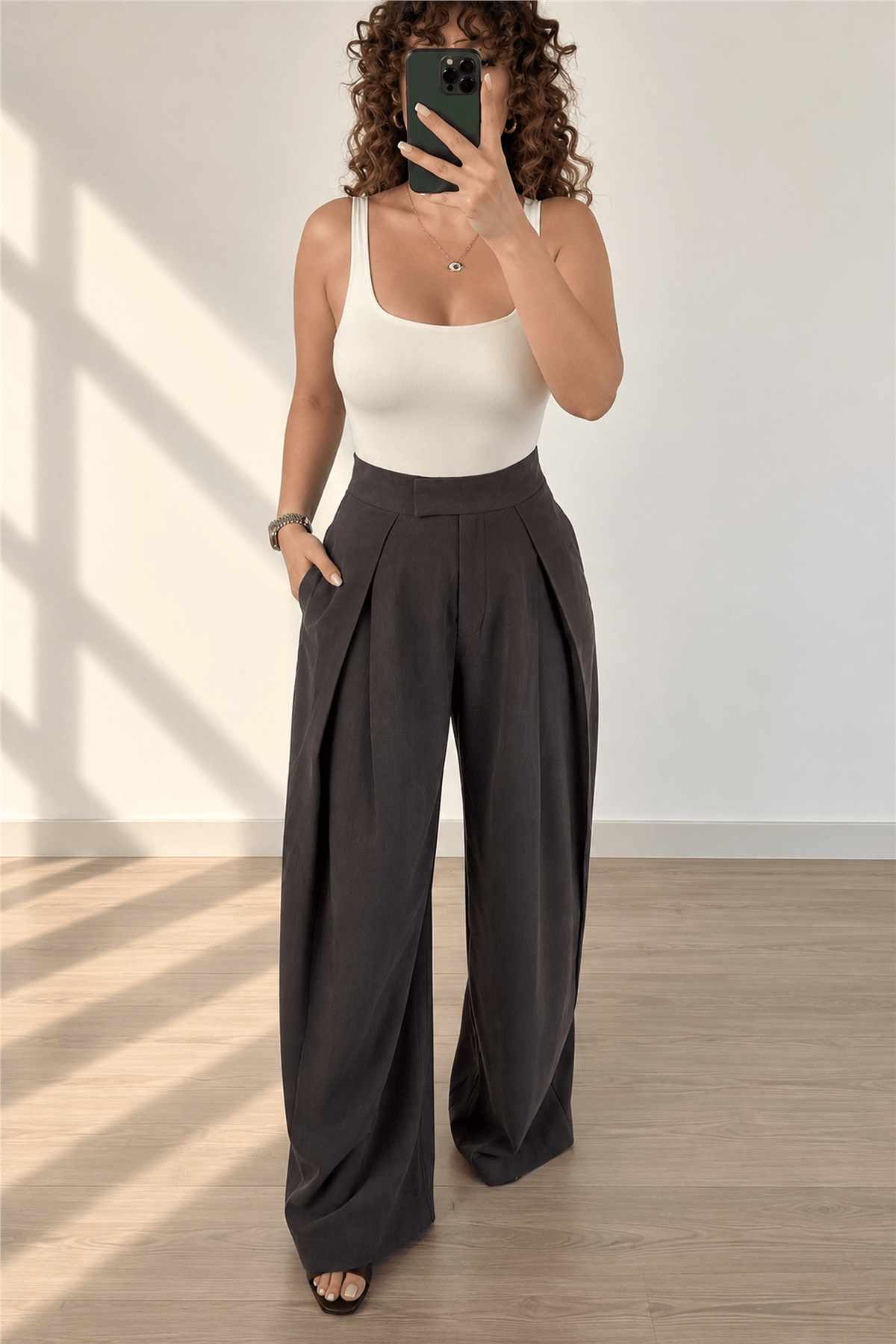 Kahve Fit Liyosel Kumaş Pantolon