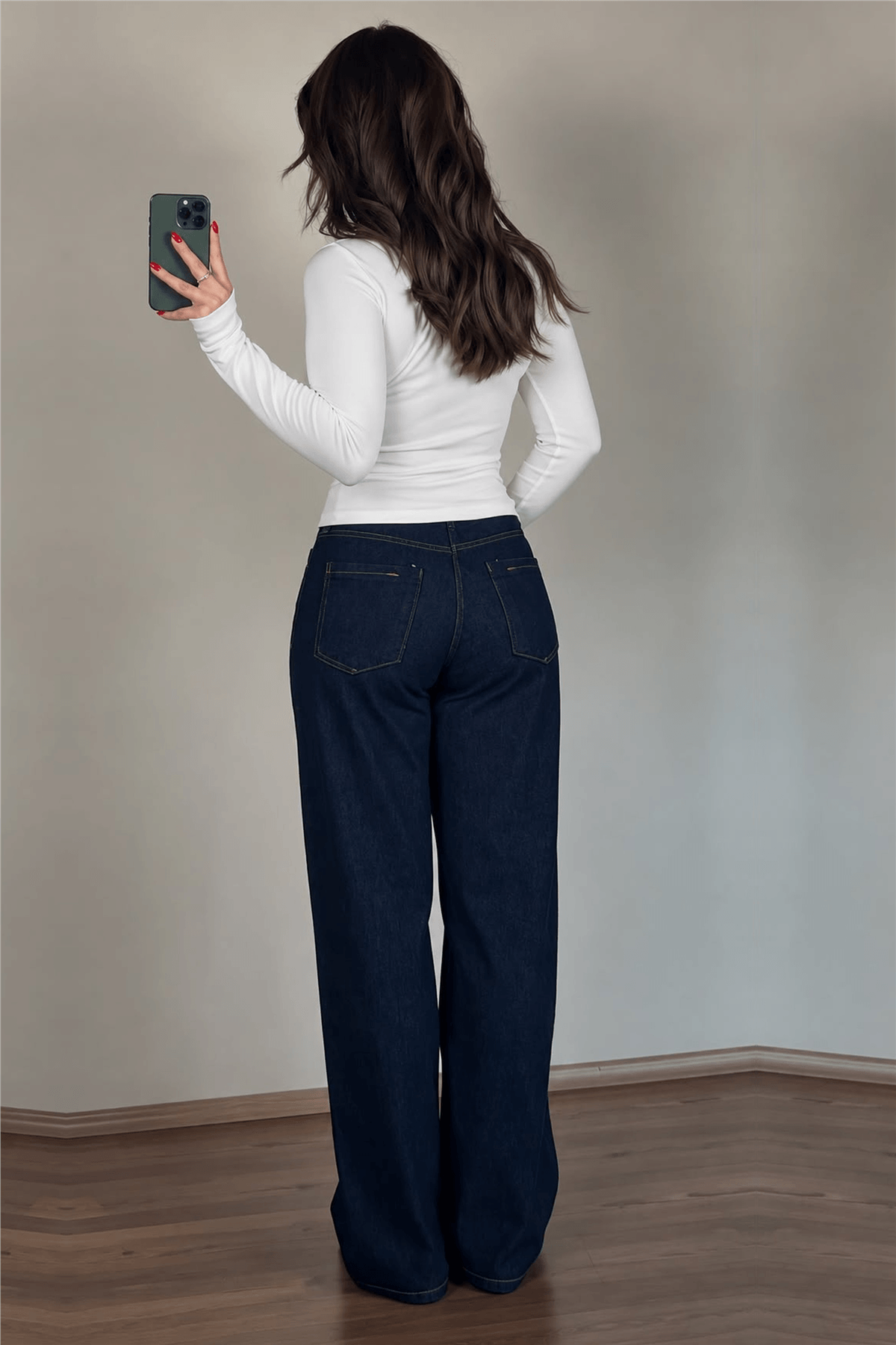 Lacivert Straight Jean Pantolon