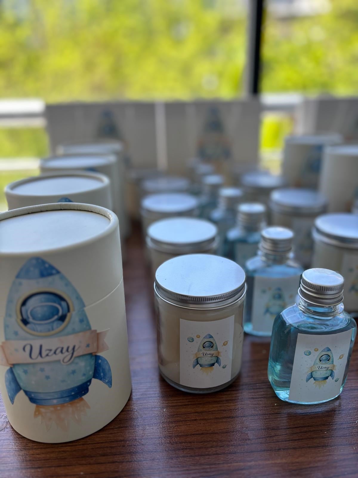 Silindir Kutu, Karton Çanta,Cam Kavanoz Mum ve Kolonya Set
