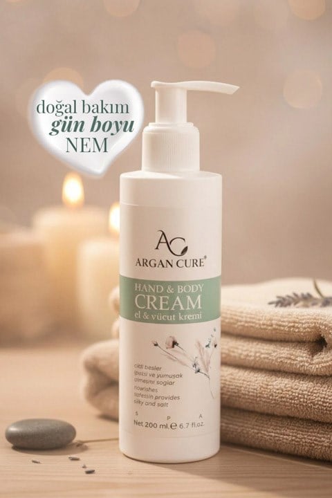 Argan Cure Yoğun Nemlendirici El ve Vücut Kremi 200 ml | Argan Yağlı Besleyici Cilt Bakım Kremi