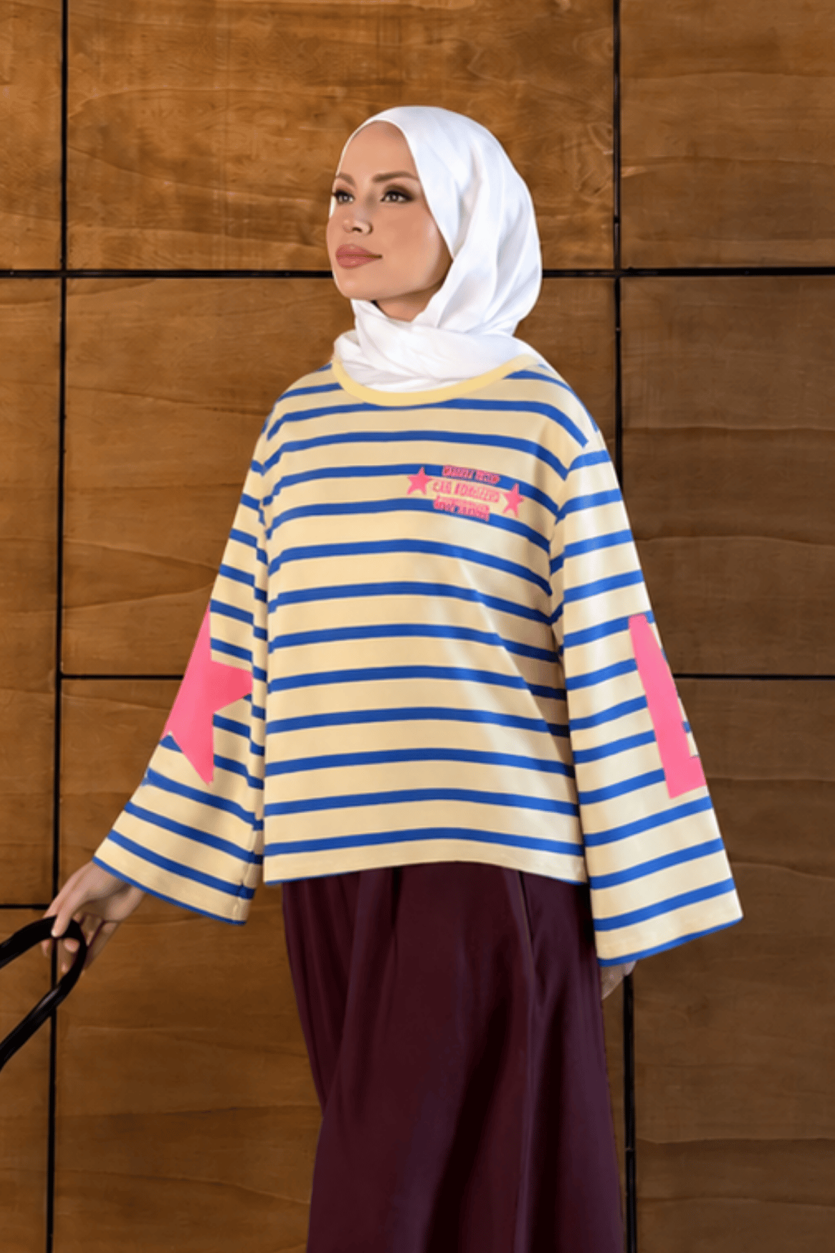 Baskılı Sarı - Lacivert Çizgili Sovelle T-shirt