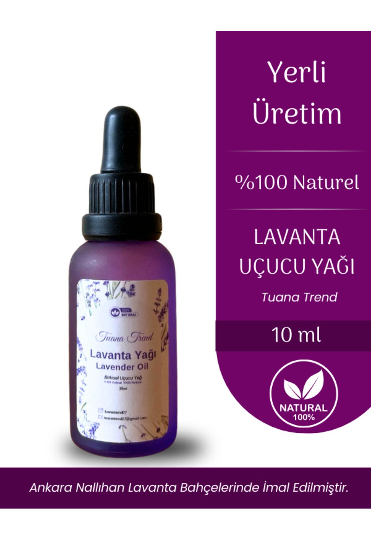Ankara Nallıhan Tıbbi Lavanta Yağı %100 Saf Doğal Katkısız Lavanta Uçucu Yağ 10 ml Serum Şişesinde