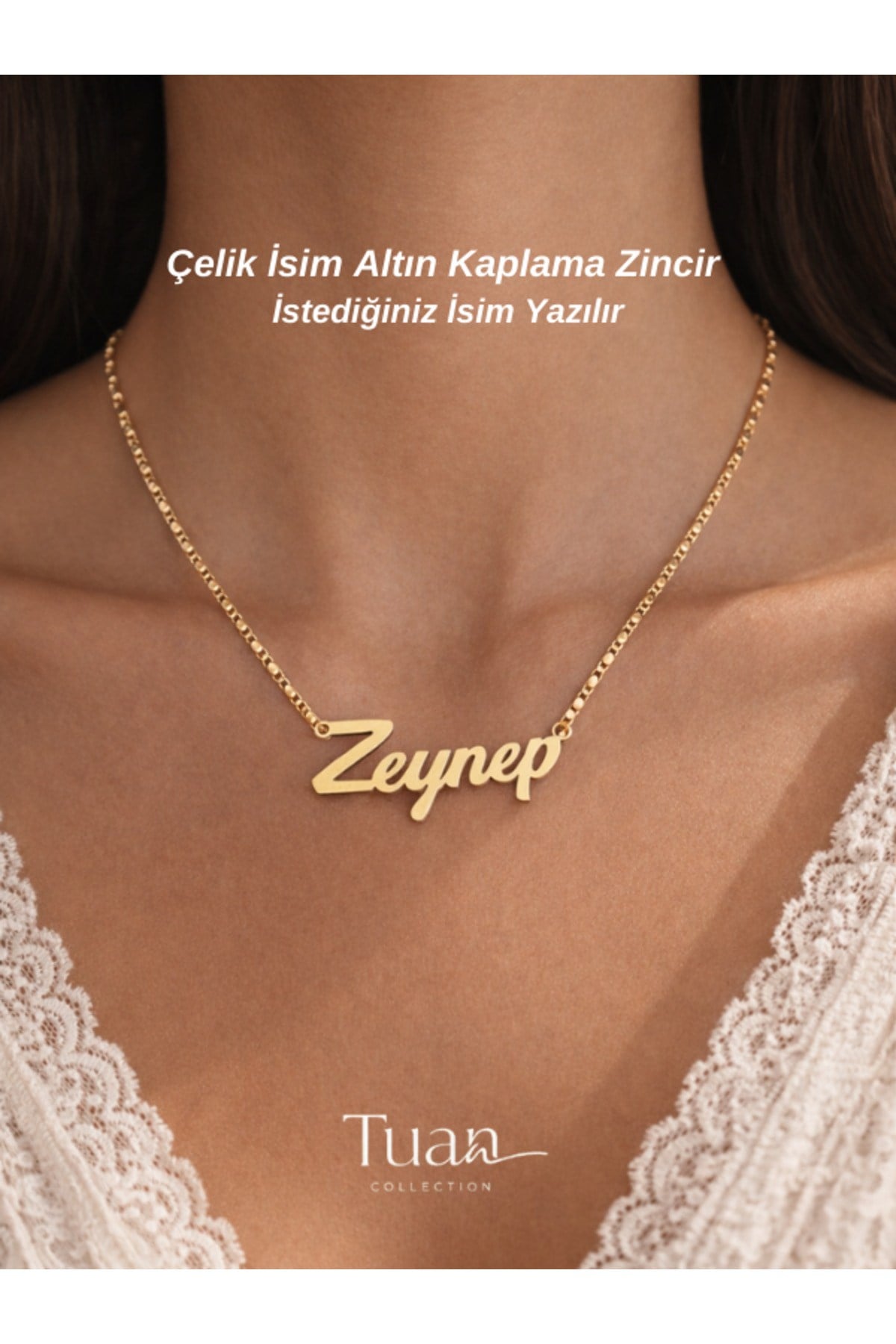 Kişiye Özel İsim Kolye Özel Tasarım Yüksek Kalite Çelik Gold Renk Kişiselleştirilebilir Hediye