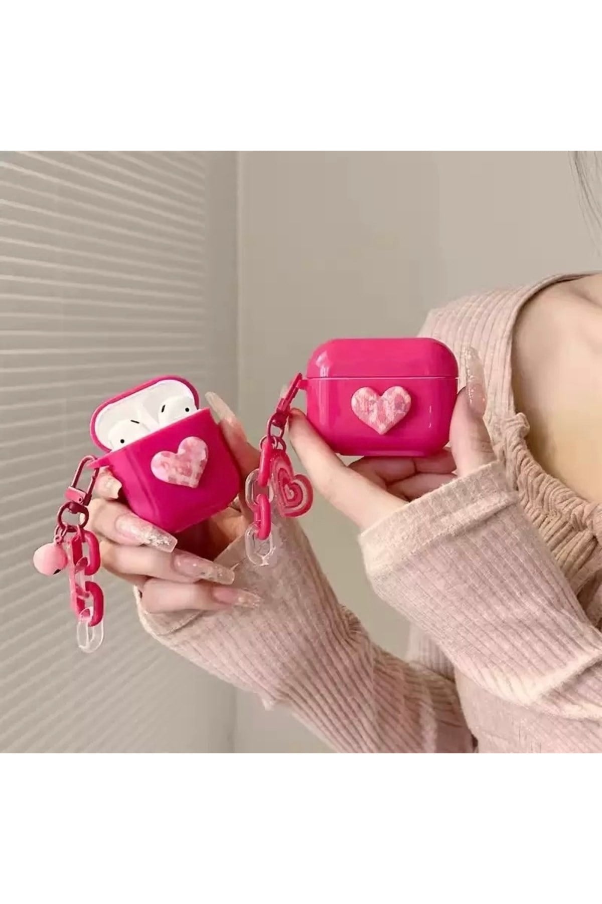 Airpods Pro 1 Pro 2 Uyumlu Pembe Kalpli Aksesuarlı Pinterest Estetiği Kore Stil Şık Koruyucu Kılıf