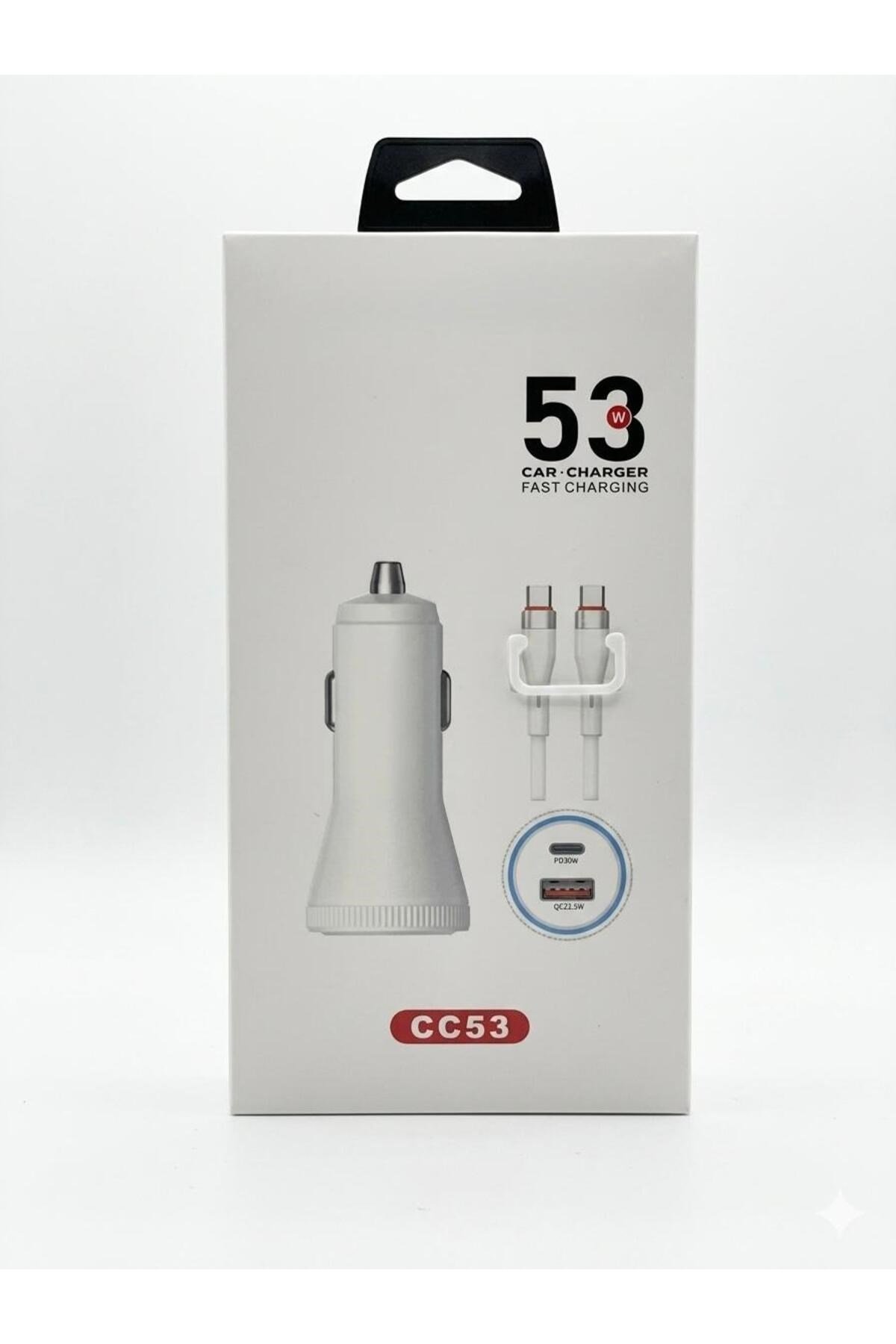 CC53 53W Hızlı Araç Şarj Cihazı Çift USB-C Çıkışlı Android ve ios tam uyumlu