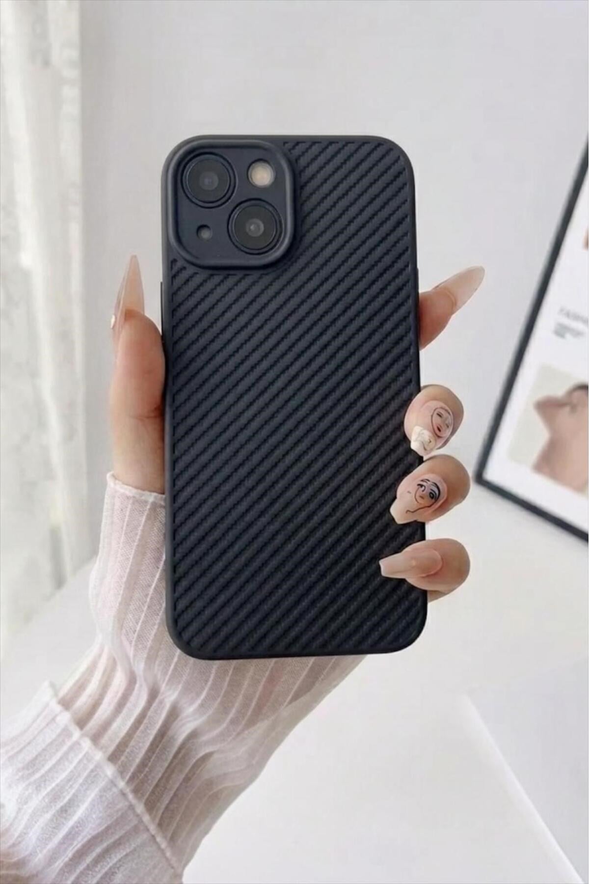 iPhone 13 Dokulu Kamera Korumalı Trend Silikon Köşeli Darbe Koruma Kılıf