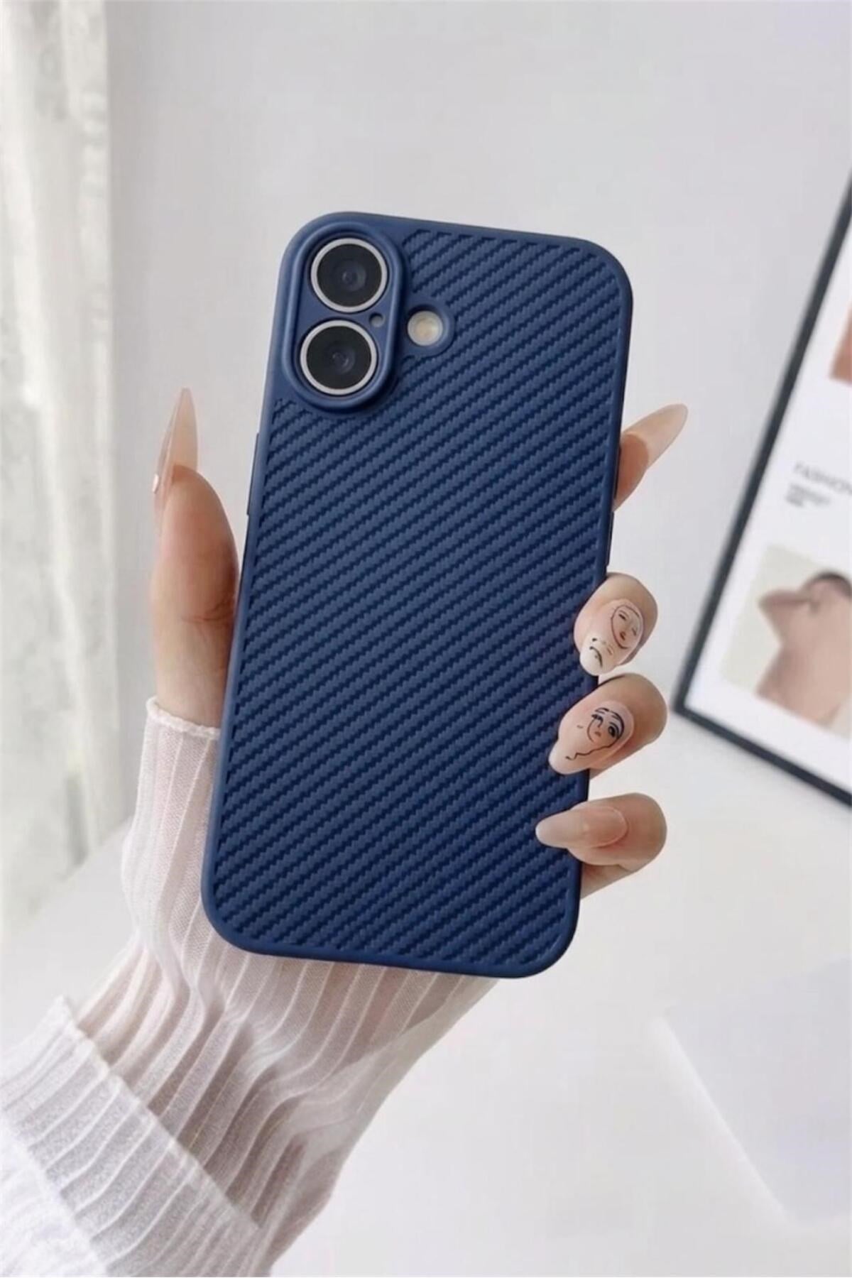 ıPhone 16 Dokulu Kamera Korumalı Trend Silikon Köşeli Darbe Koruma Kılıf