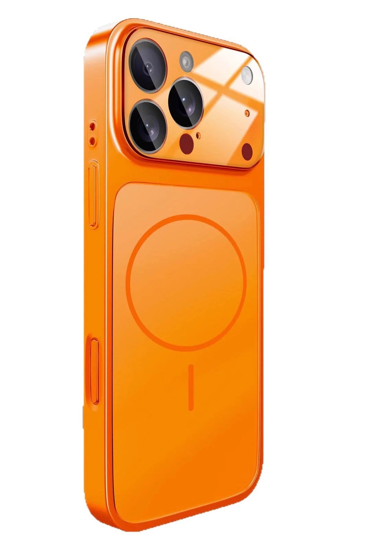iPhone Turuncu 14 Pro Max Uyumlu 17 Pro Max Görünüme Çeviren Kamera Koruma Magsafe