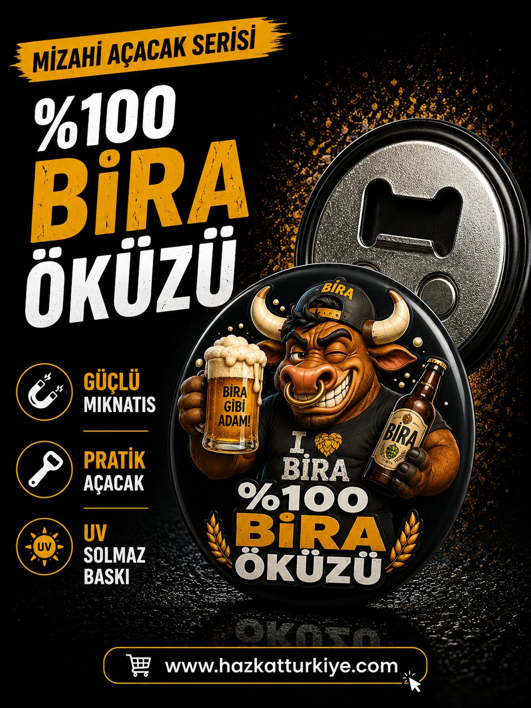 Mizahi Alkol Temalı Şişe Açacağı Bira Öküzü