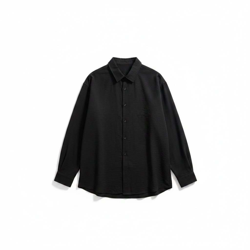 Siyah Oversize Fresh Keten Gömlek