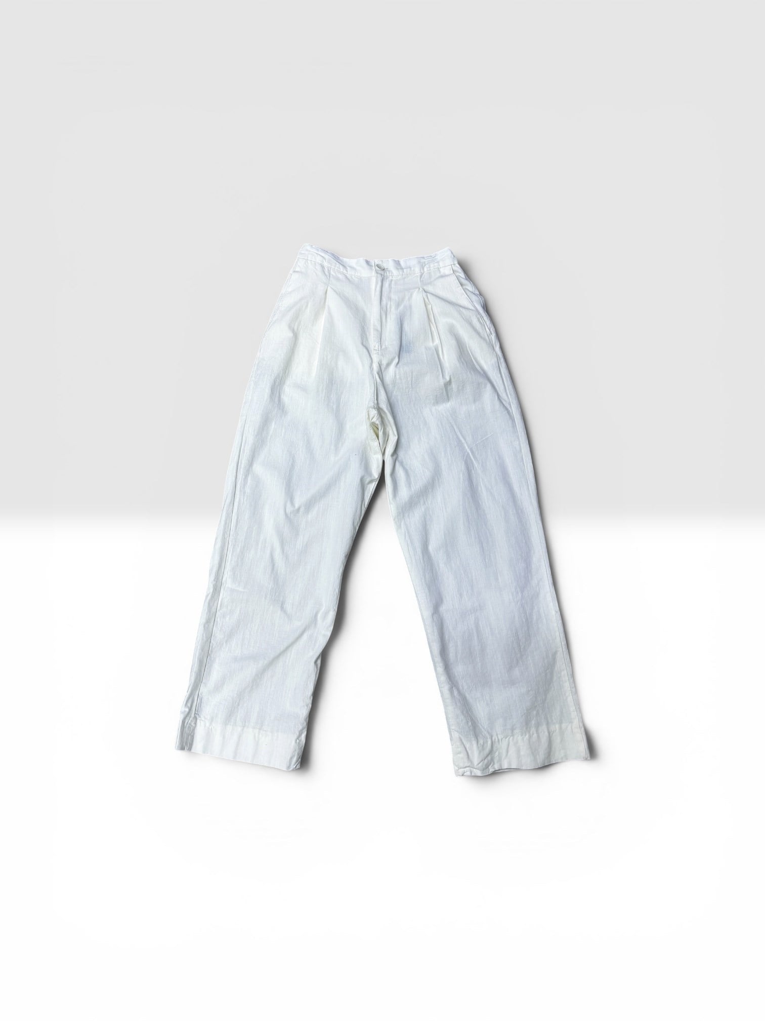 Süper Baggy Keten Beyaz Pantolon