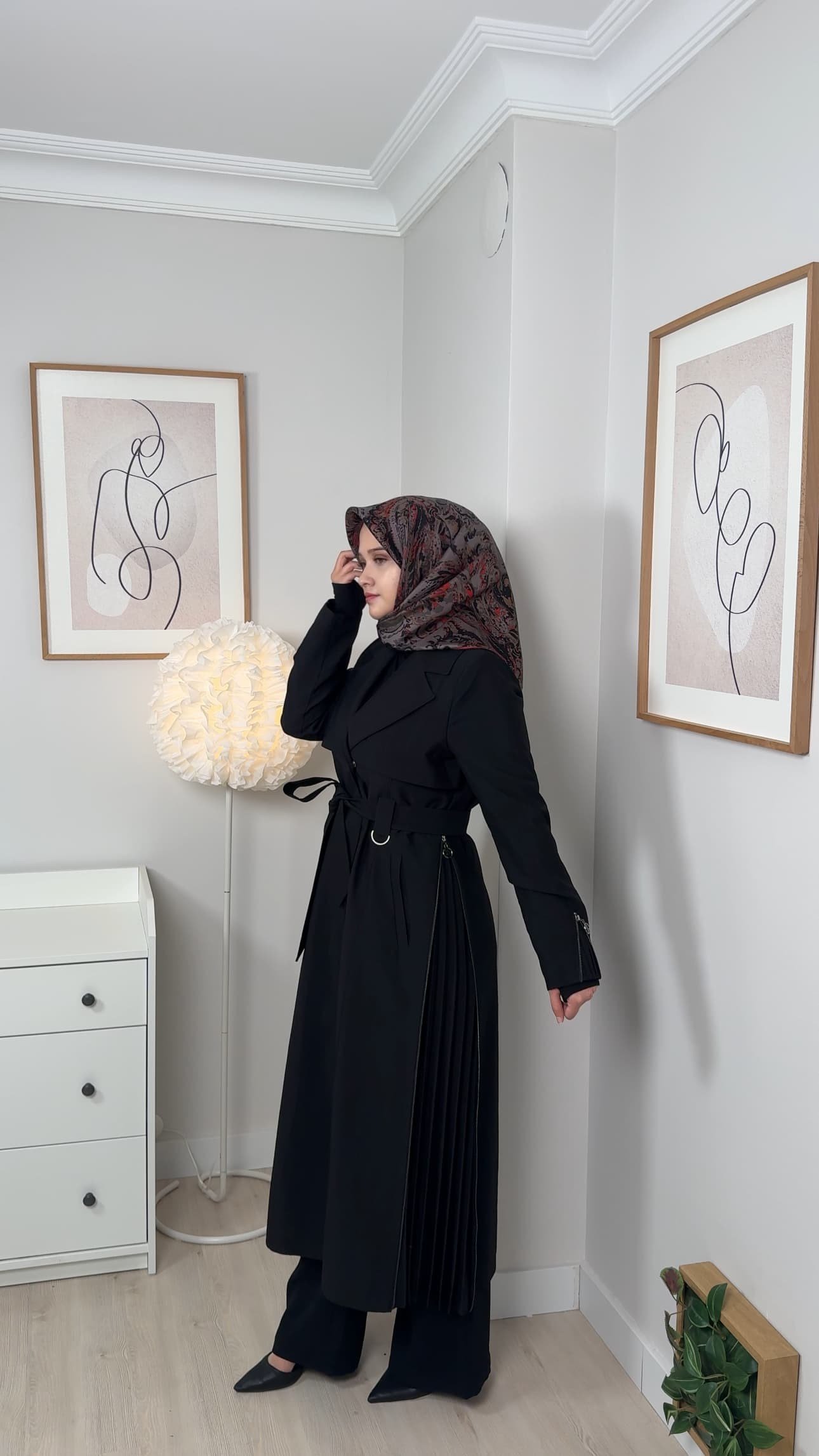 Elegant Siyah Trençkot