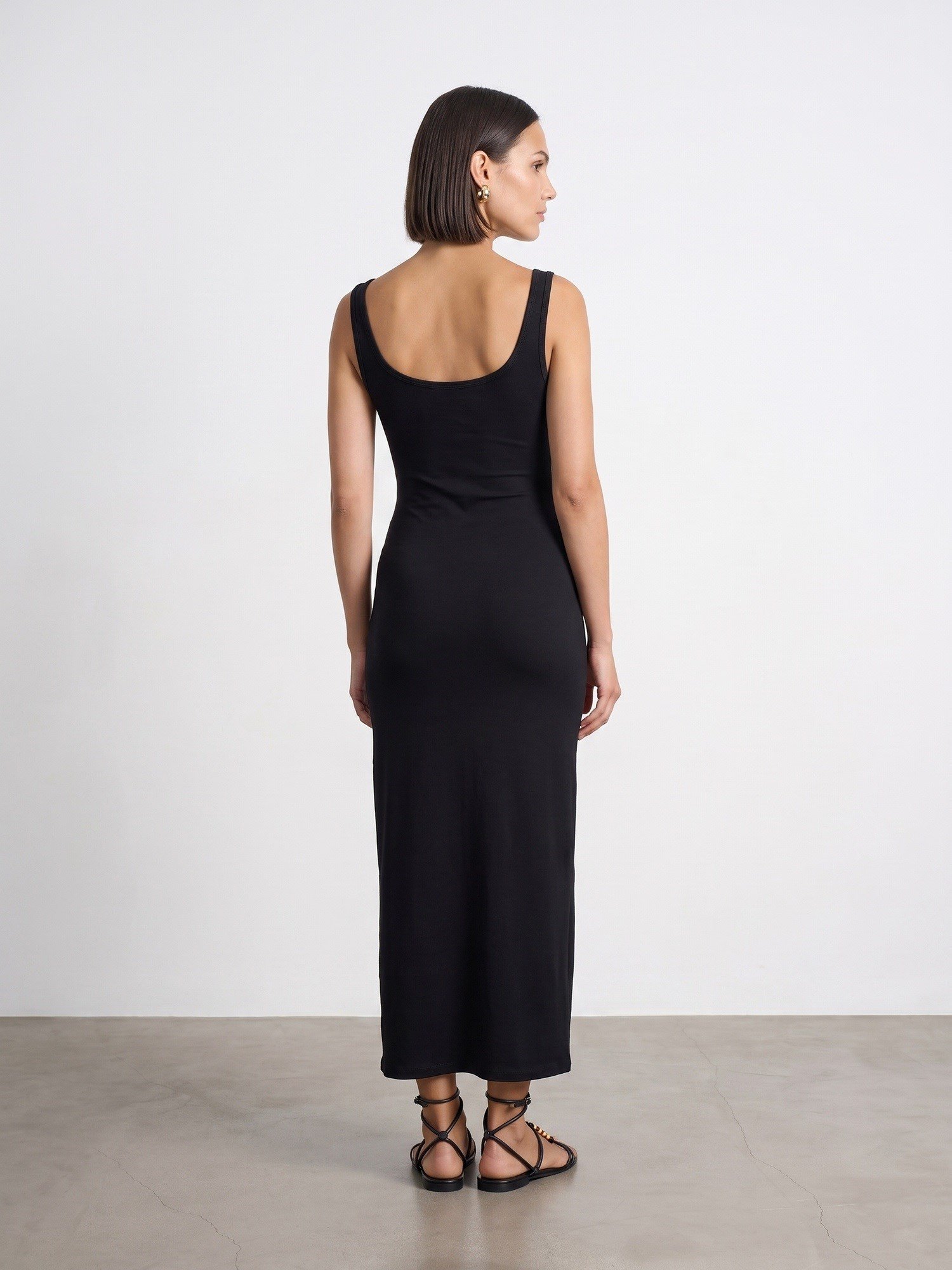  Bra-Free Midi Elbise-Siyah