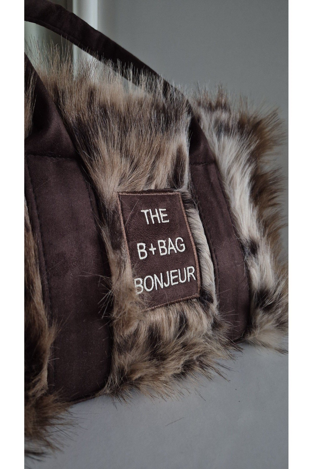 Leopar Desen Tüylü Teddy Kol ve El Çantası - Furry Bag