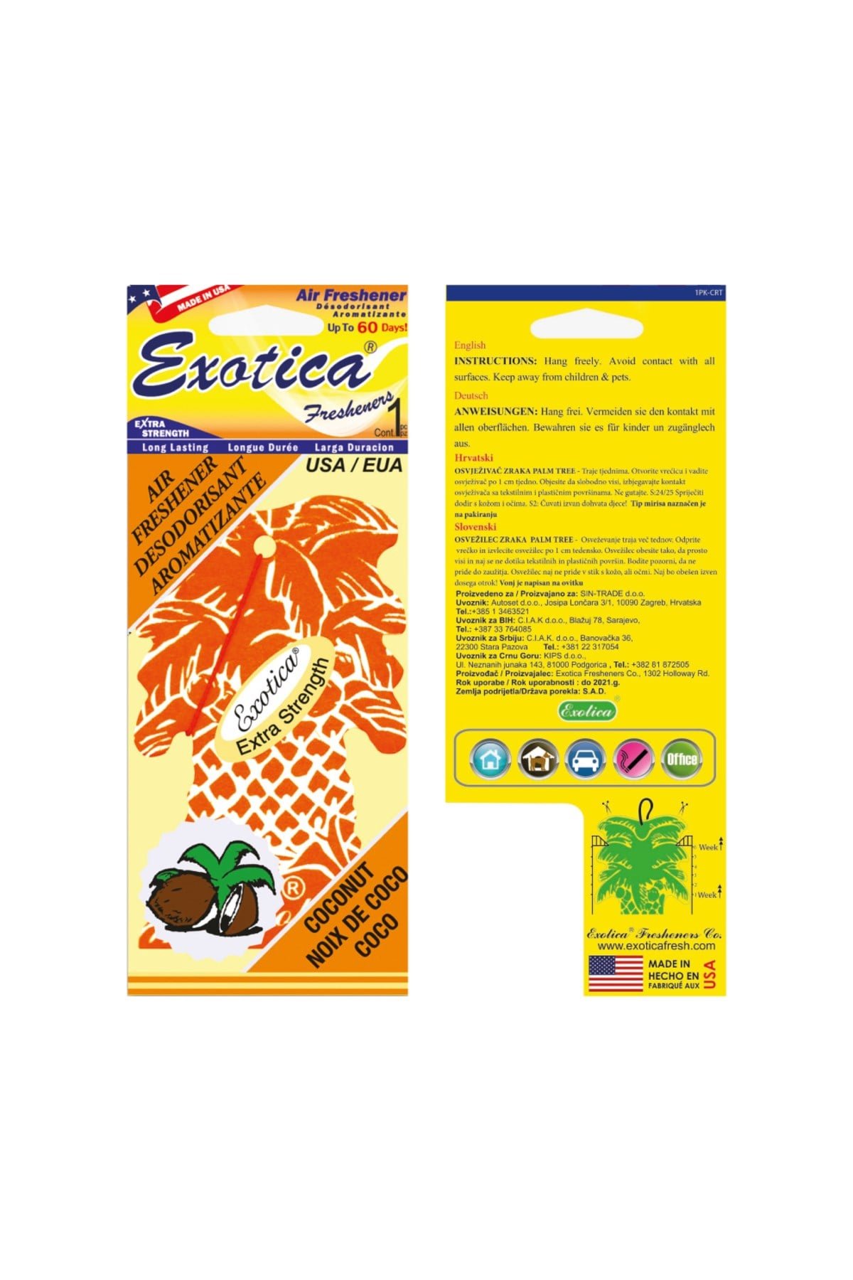Fresheners Palm Tree Coconut Oto Asma Koku (Made In Usa)