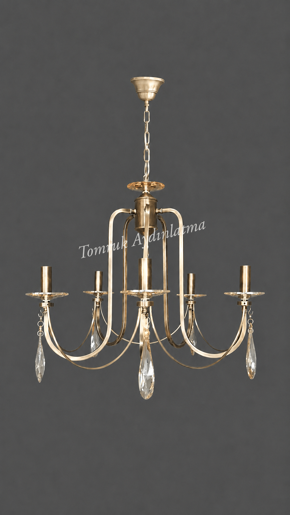 KONTES 5'Lİ AVİZE DAMLA KRİSTAL
