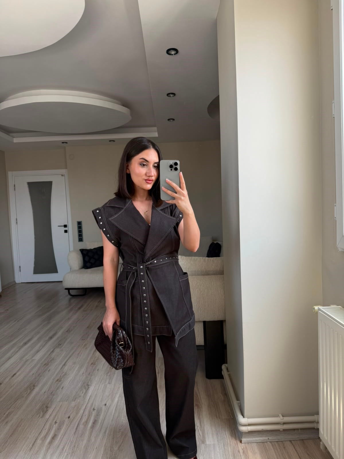 KEMERLİ PREMIUM KOT YELEK TAKIM - LF026