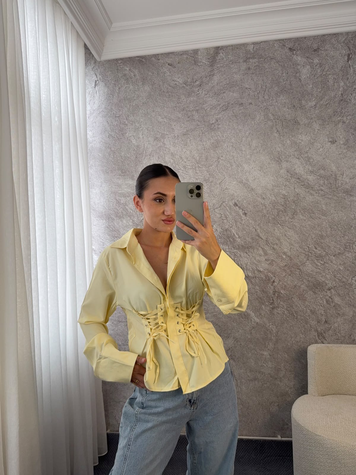 KUŞ GÖZÜ BAĞLAMALI GÖMLEK - LF125