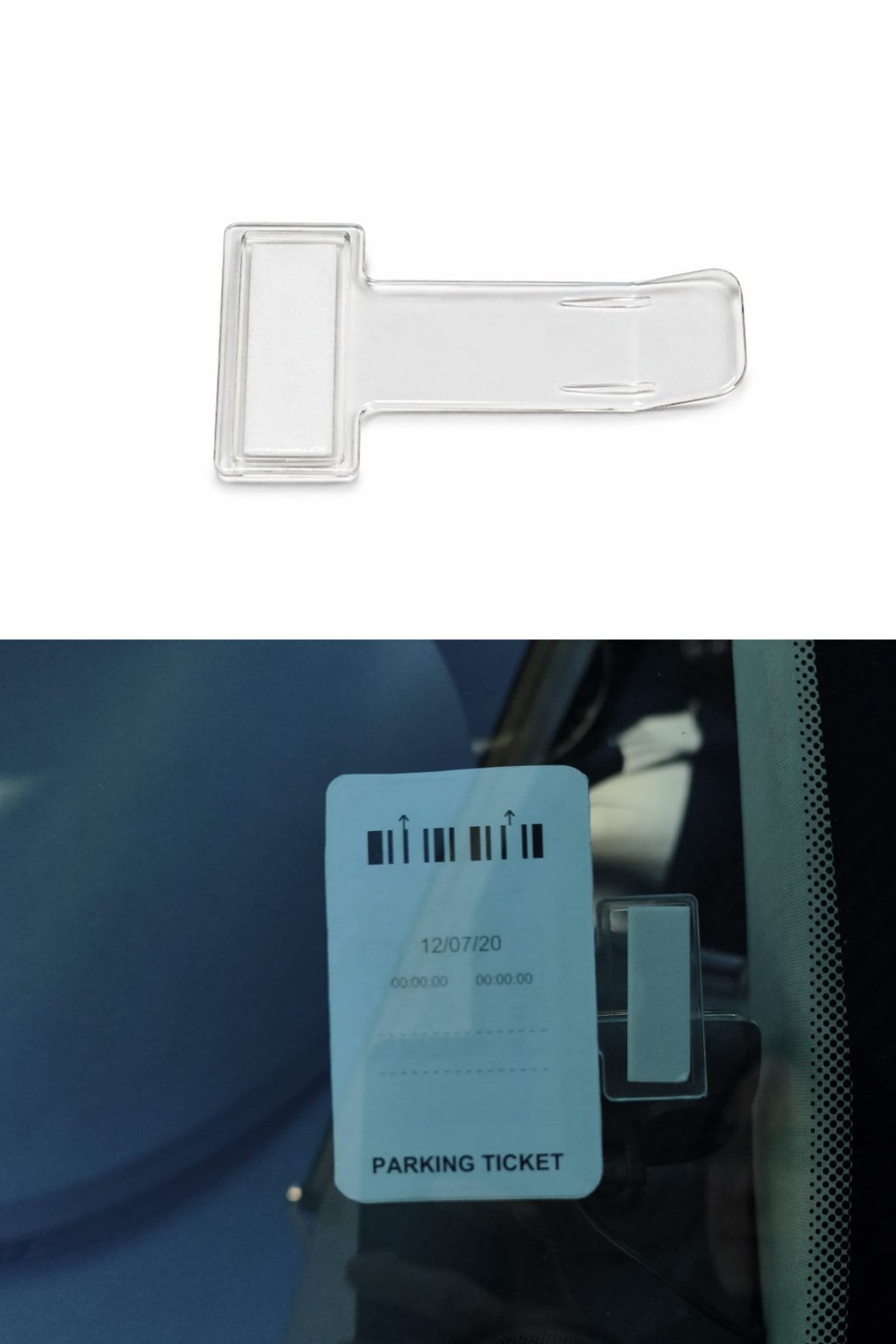 Araç Ön Camı İçin Şeffaf Kartvizit ve Etiket Tutucu Yapışkanlı Plastik Kartlık