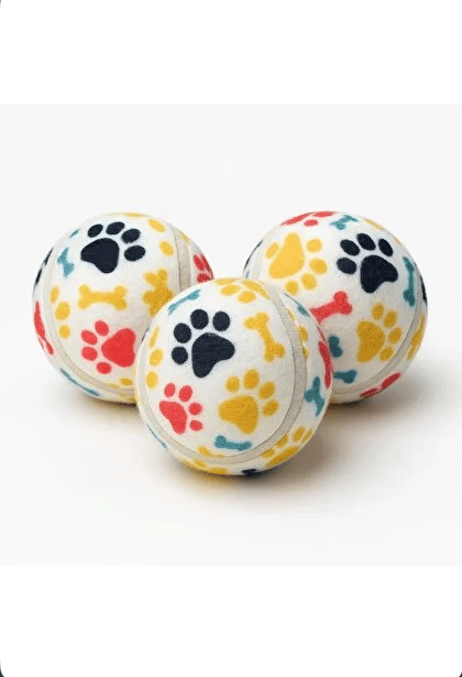 3LÜ PATİ DESENLİ TENİS TOPU 6,5 CM