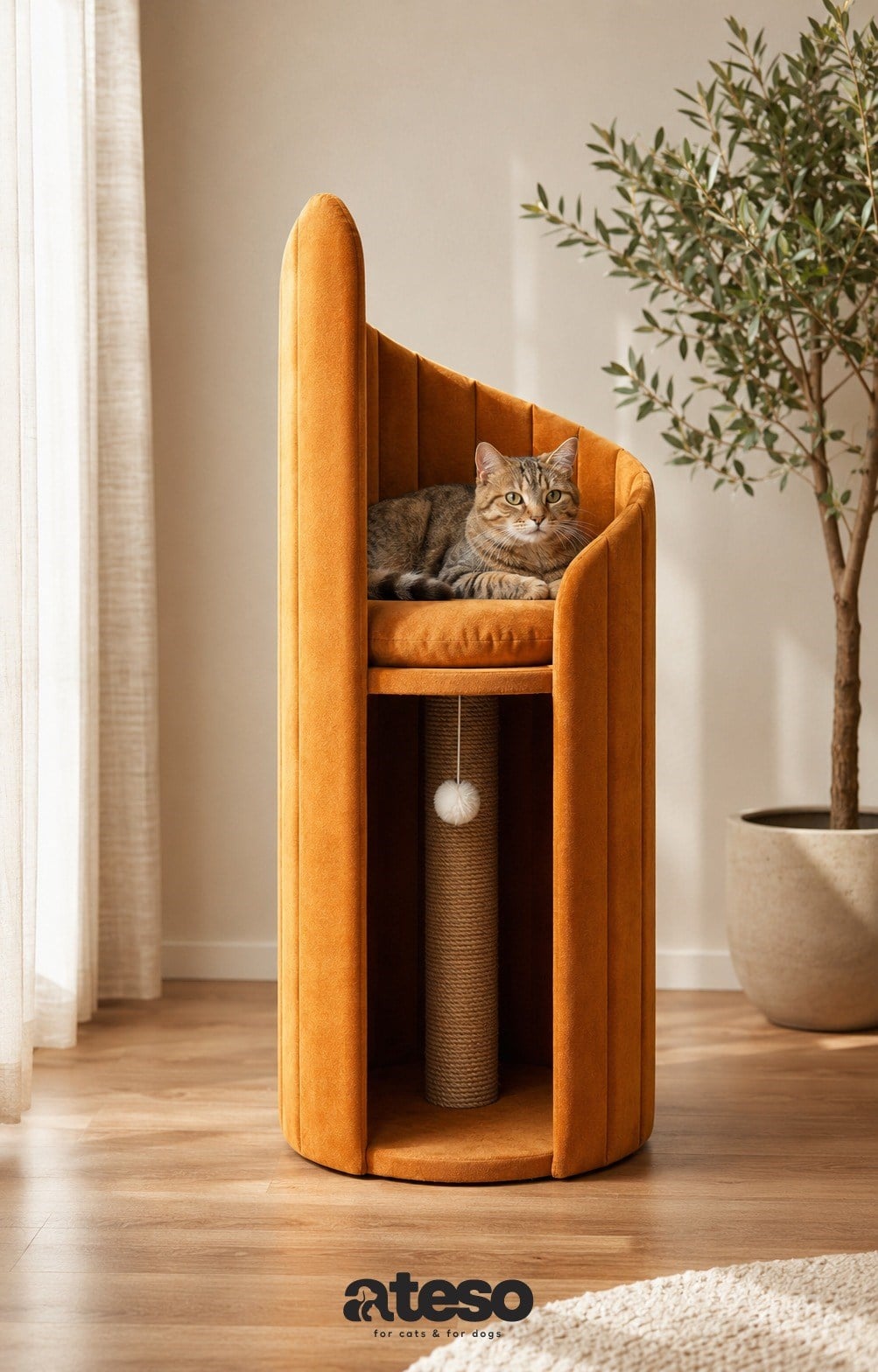ATESOPET İŞLEVSEL KEDİ MOBİLYASI-GÜNEŞ AMBERİ