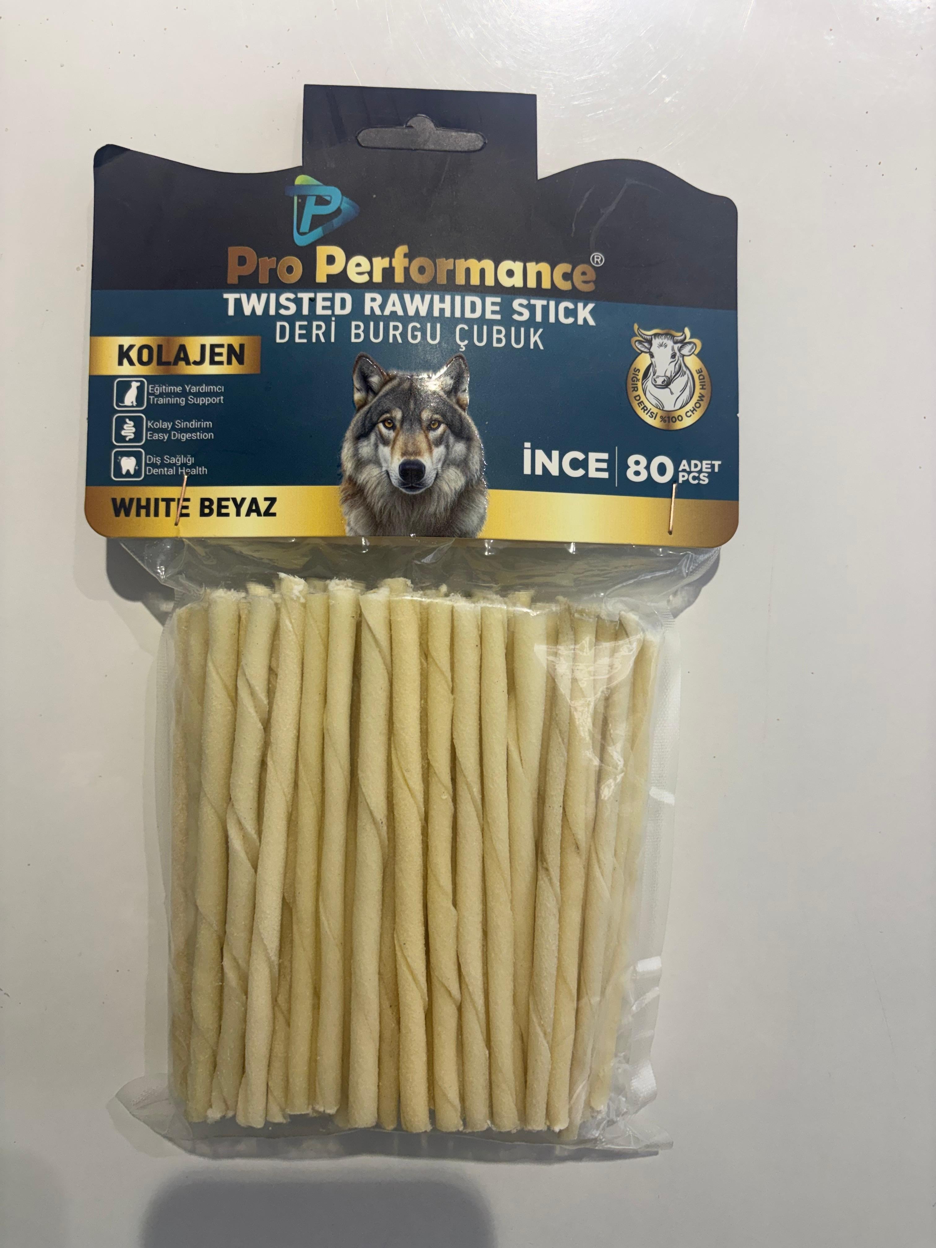 PRO PERFORMANCE DERİ BURGU ÇUBUK İNCE BOY 80Lİ PAKET BEYAZ