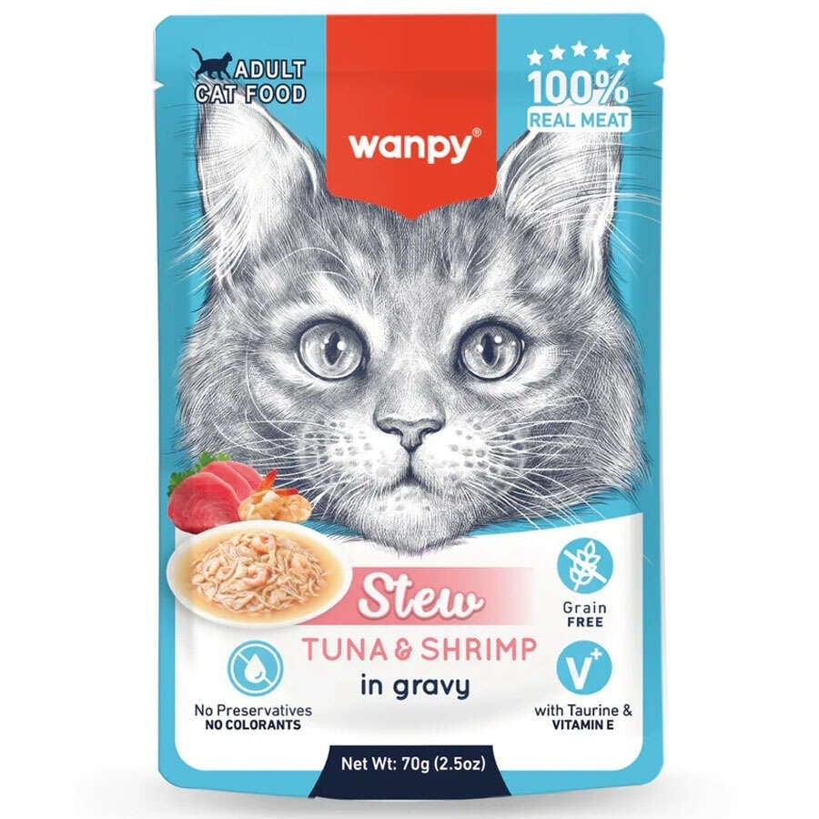 WANPY 70G POUCH TON BALIK-KARİDESLİ YAŞ KEDİ MAMASI 